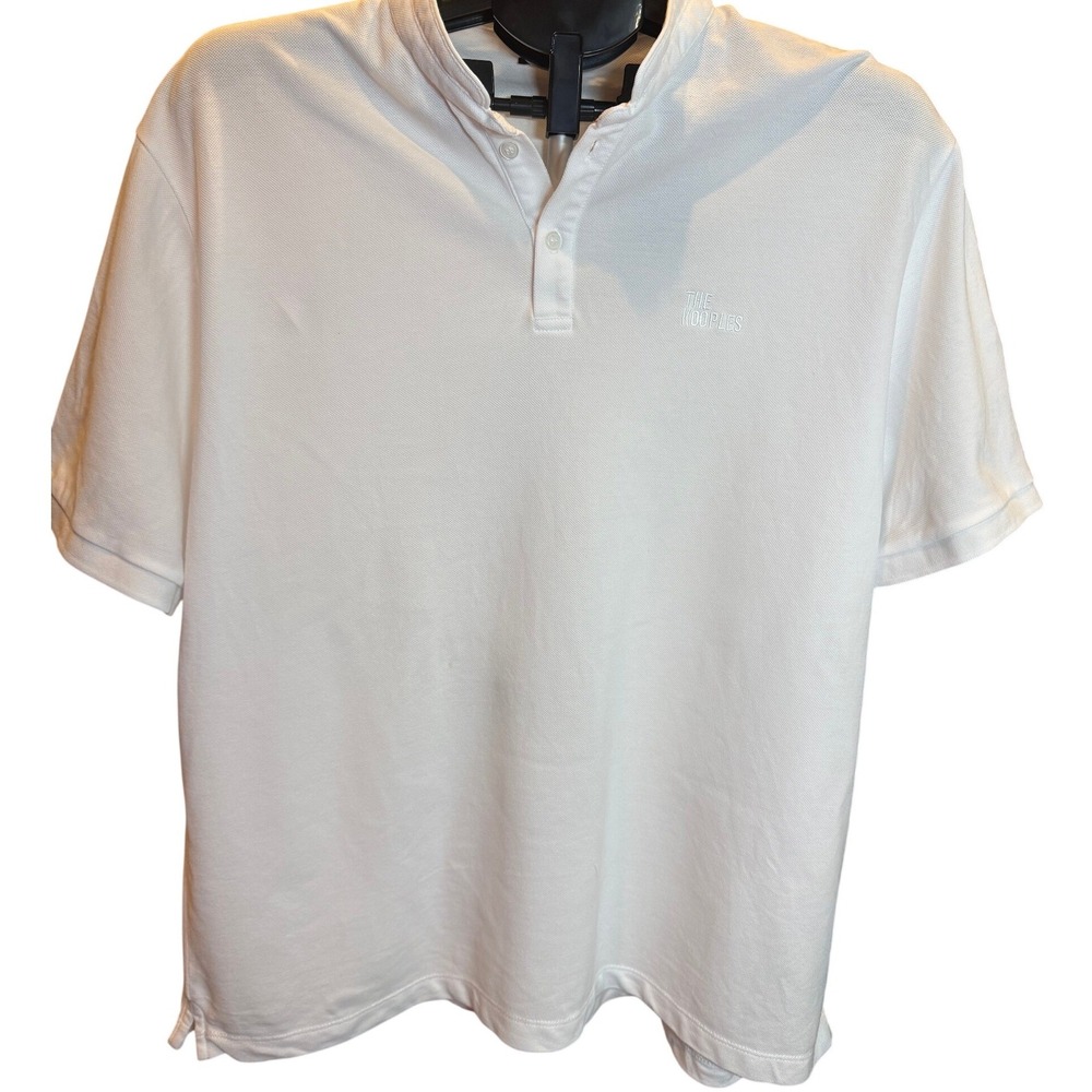 The Kooples Mens White Band Collar Pique Polo Shirt Logo HPOC25006K XL NWT